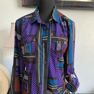 DANA BUCHMAN PRINT LONG SLEEVED BLOUSE